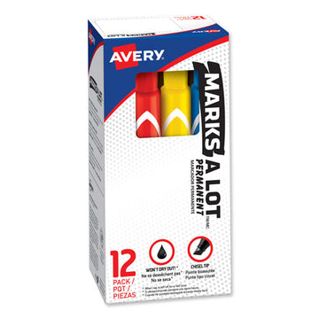 Avery® Marks A Lot Large Desk-style Permanent Marker, Broad Chisel Tip, Assorted Colors, 12-set (24800) freeshipping - TVN Wholesale